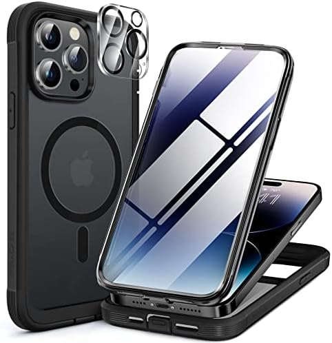 Miracase מגנטי לאייפון 14 Pro Case, [תואם ל- Magsafe] [מגן מסך זכוכית מזג מובנה] מקרה מגן מחוספס